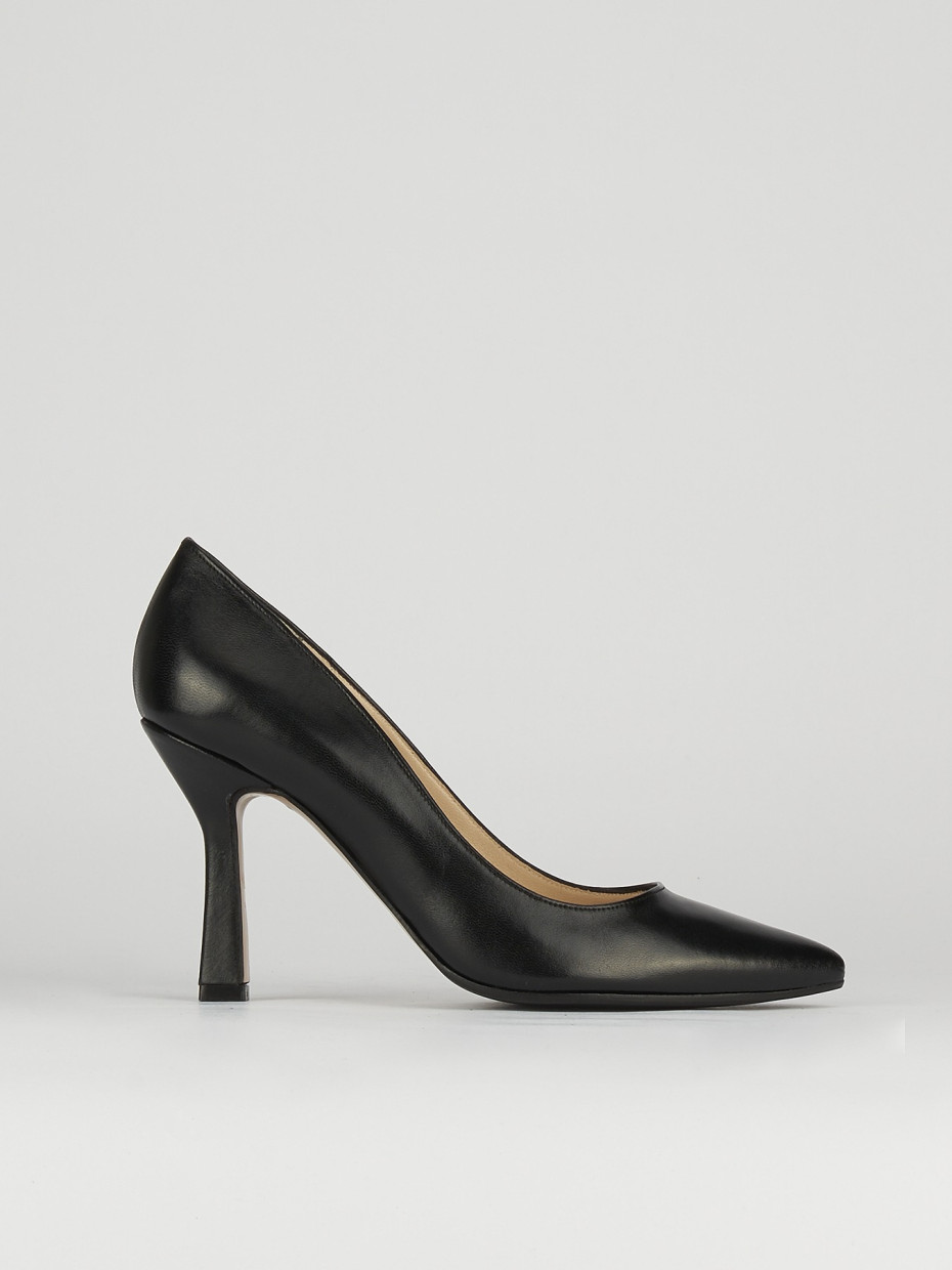 Zapatos de salón tacón 8 cm negro cuero