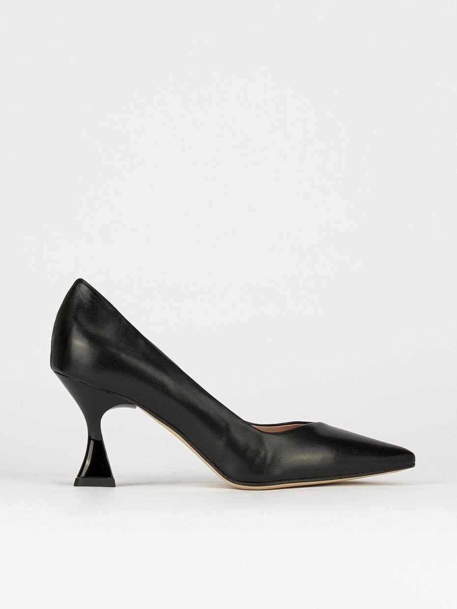Zapatos de salón tacón 7 cm negro cuero