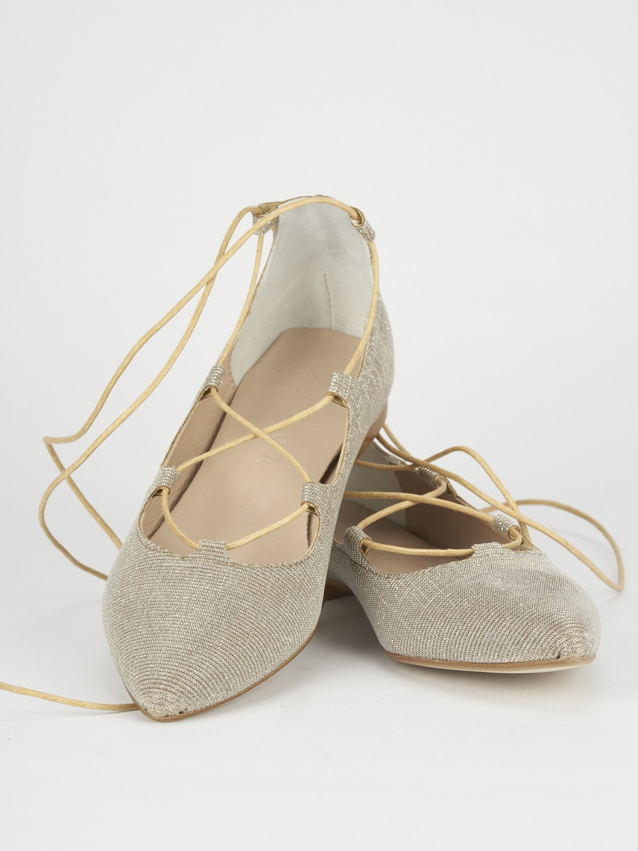 Bailarinas tacón 1 cm beis cuero