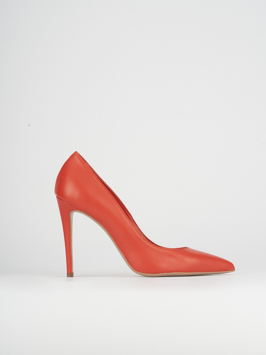 Zapatos de salón tacón 10 cm naranja cuero