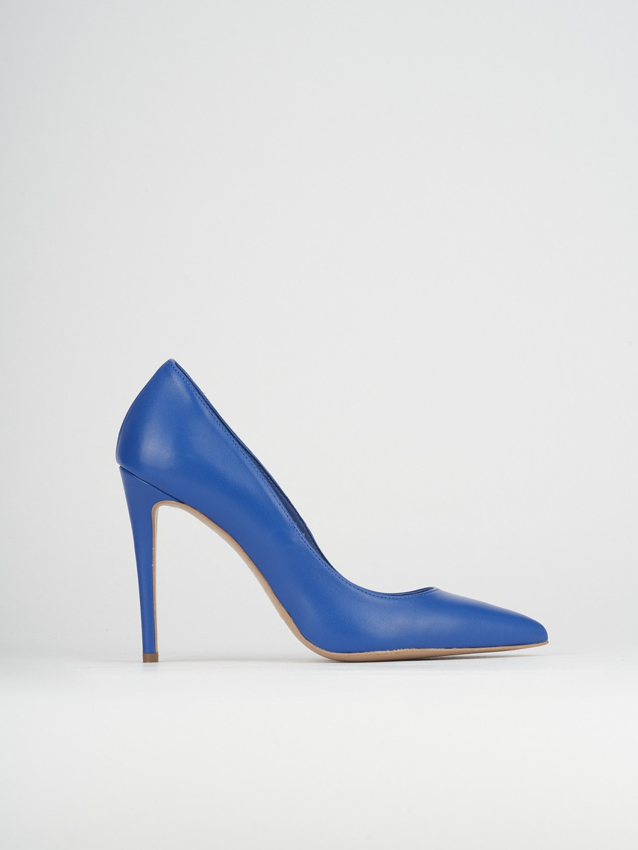 Décolleté tacco 10cm pelle blu