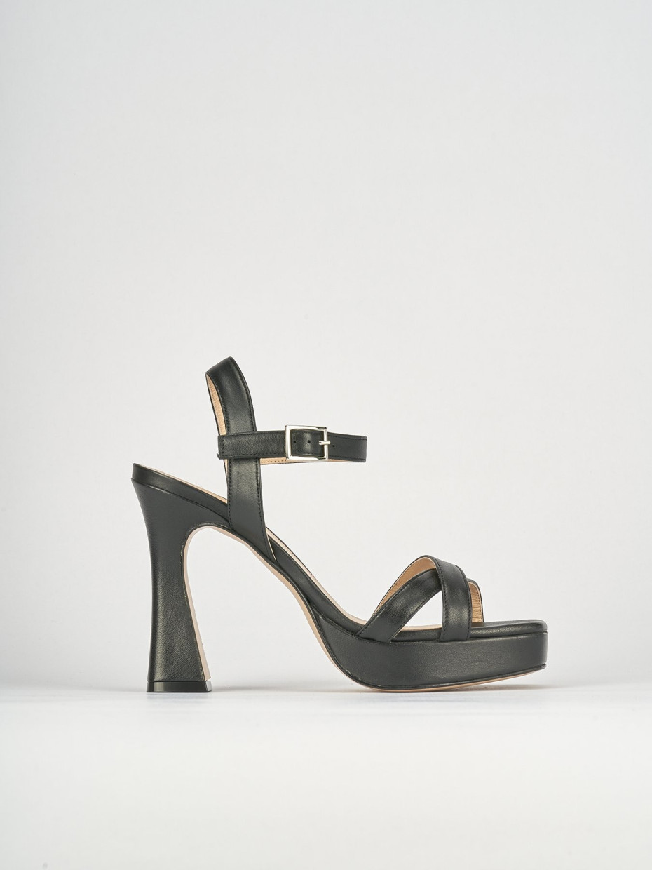 Sandalias de tacón alto tacón 9 cm negro cuero