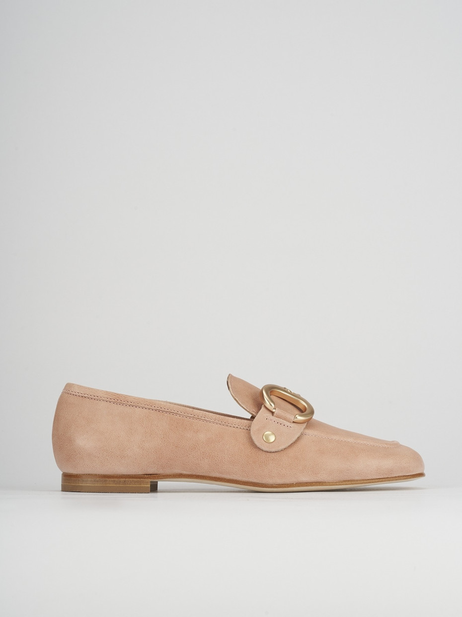 Mocasines tacón 1 cm rosa cuero
