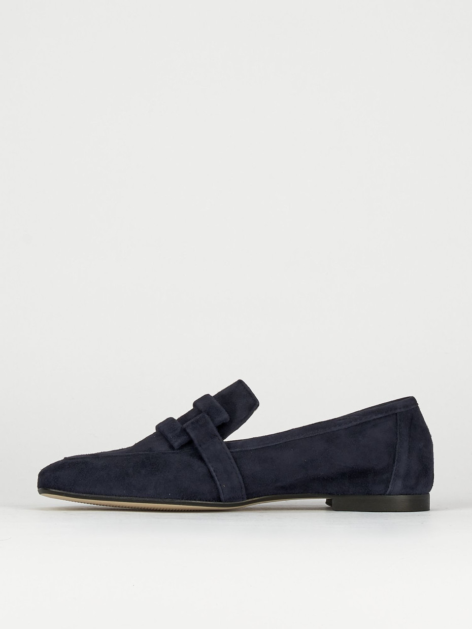 Mocasines tacón 1 cm azul ante