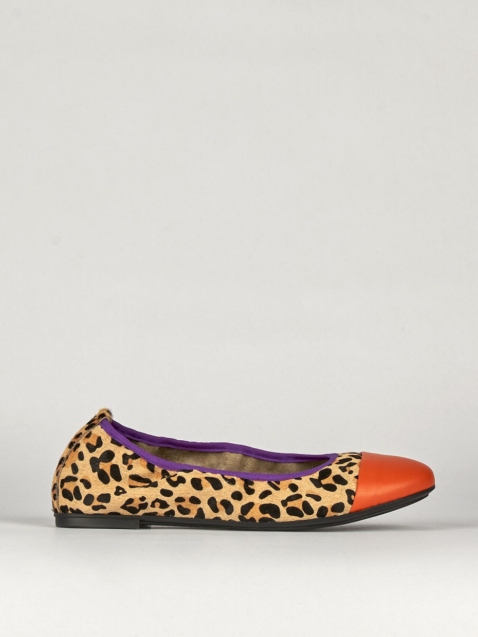 Flat shoes heel 1 cm multicolor leather