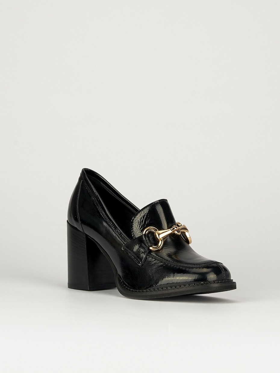 Mocasines tacón 8 cm negro charol