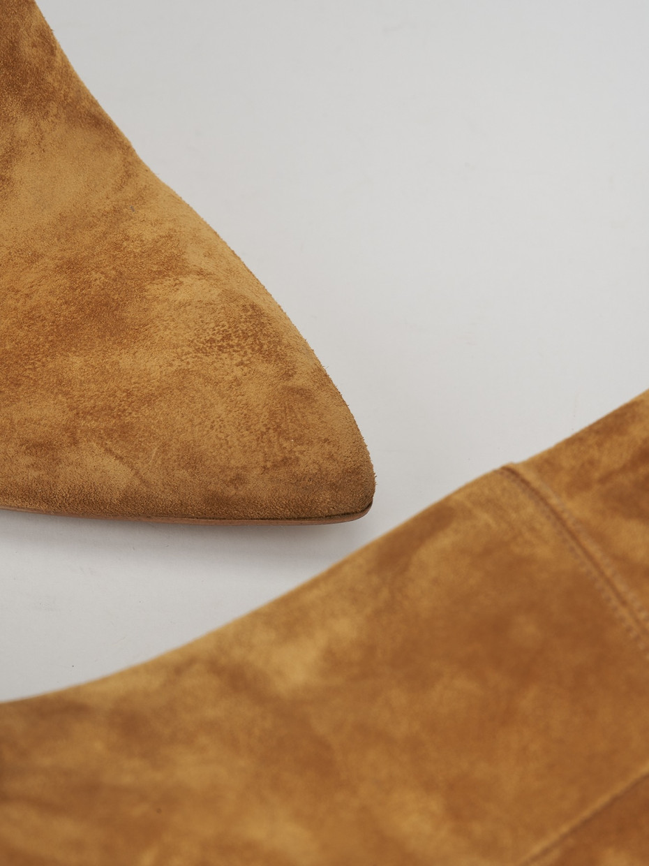 High heel boots heel 7 cm brown chamois