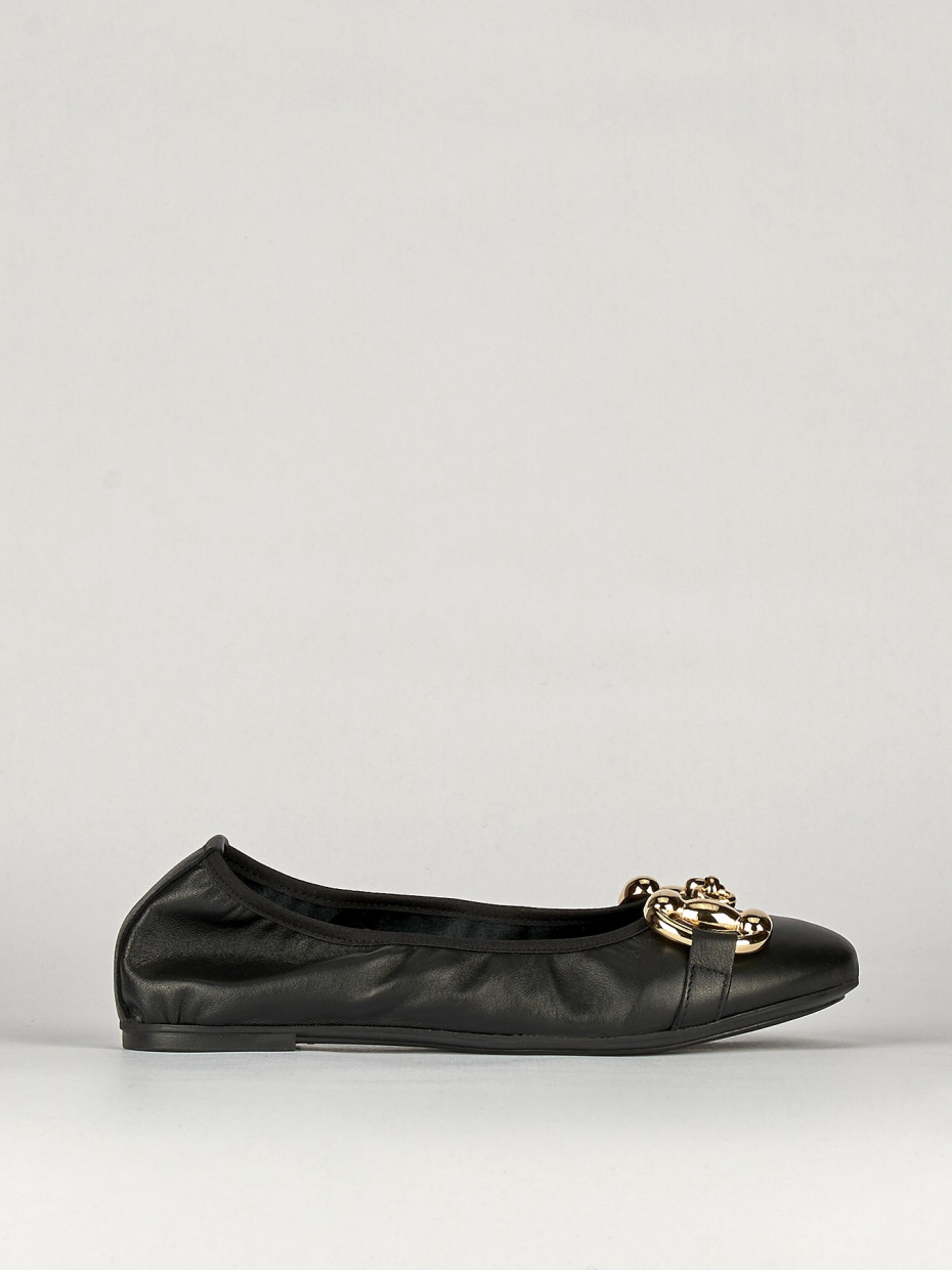 Bailarinas tacón 1 cm negro cuero