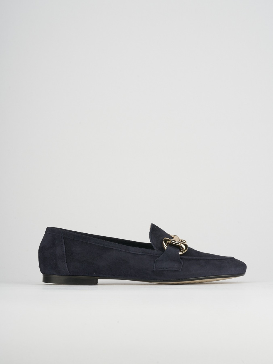 Mocasines tacón 1 cm azul ante