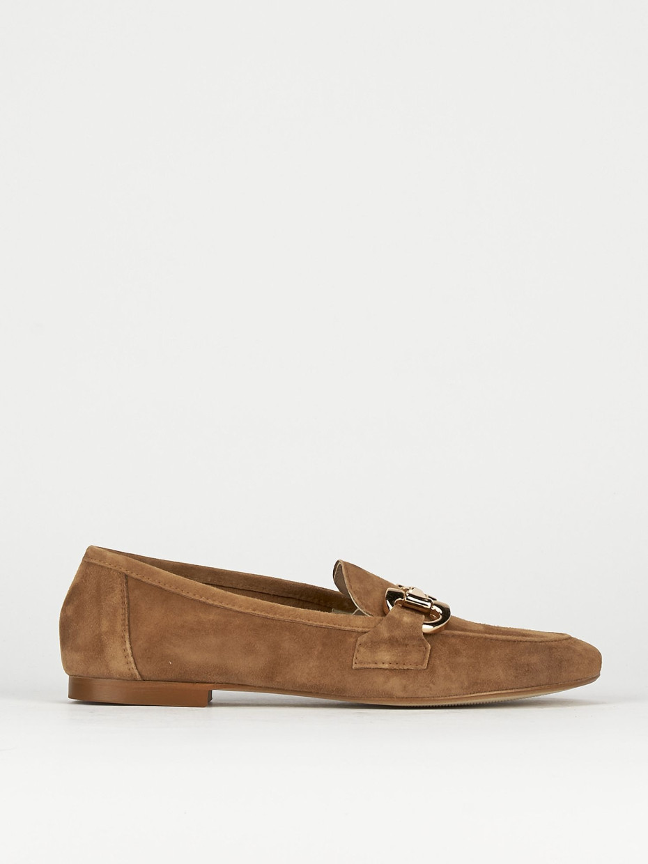 Mocasines tacón 1 cm marrón ante