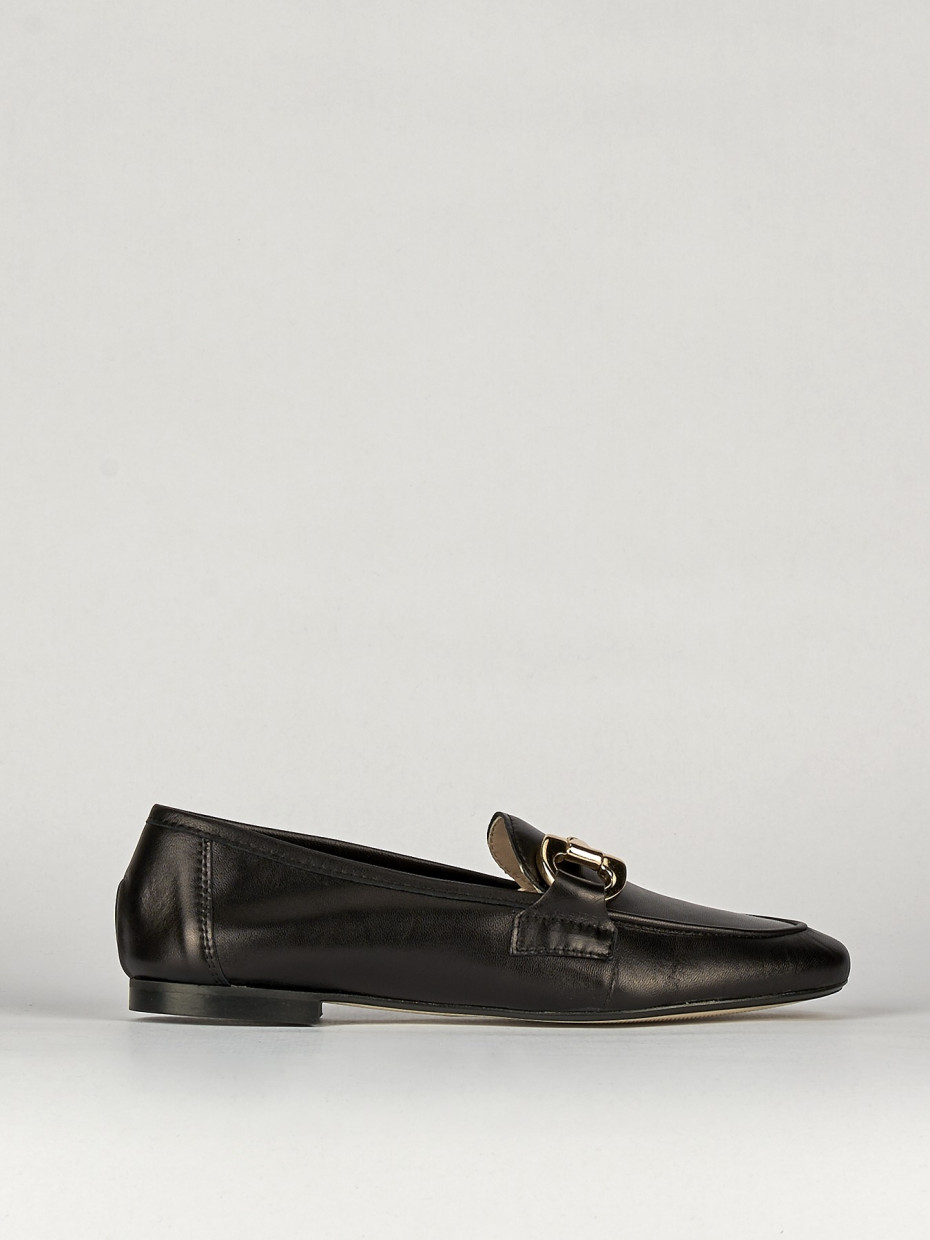 Mocasines tacón 1 cm negro cuero