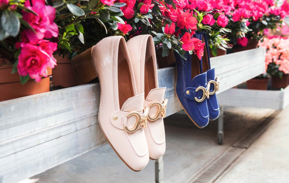 Mocasines tacón 6 cm rosa cuero