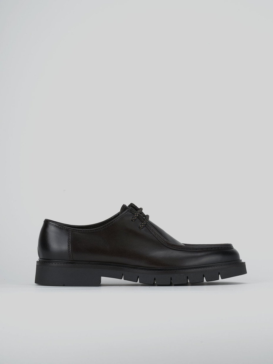 Zapatos de cordones marrón oscuro cuero