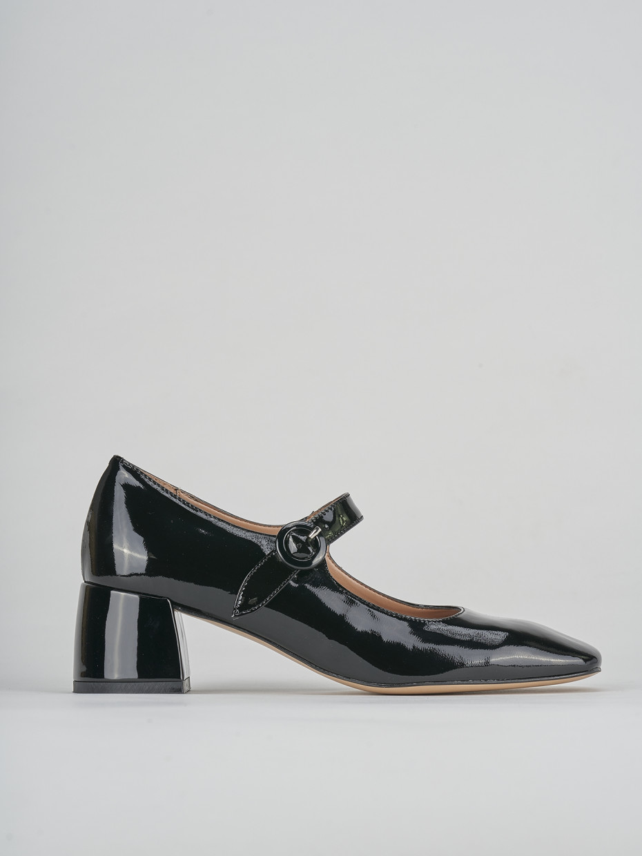 Zapatos de salón tacón 5 cm negro cuero
