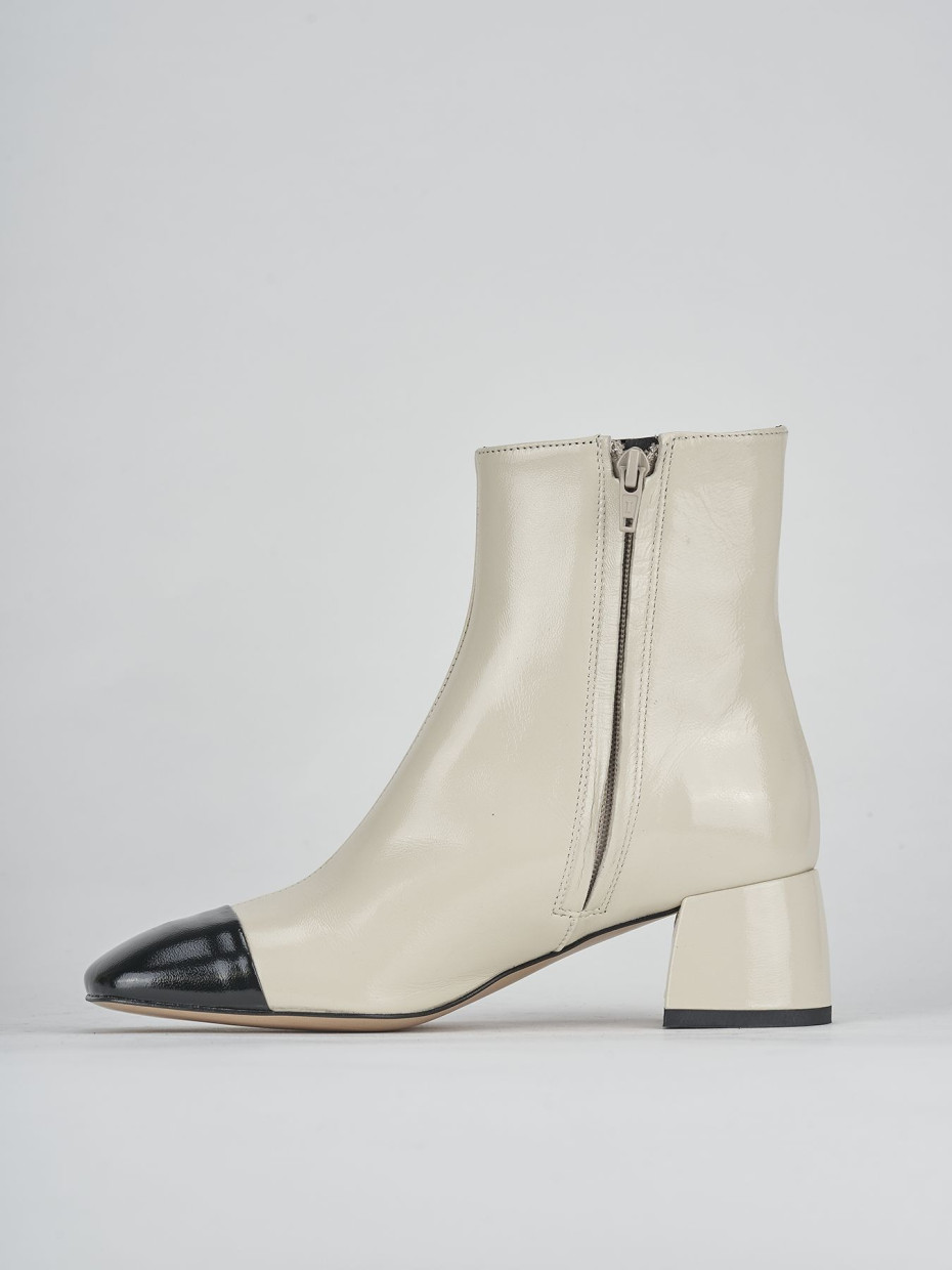 Stivaletti tacco 5cm pelle bianco