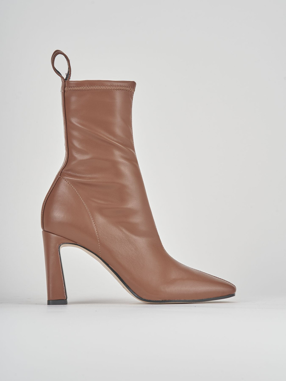 Botines de tacón alto tacón 8 cm marrón cuero