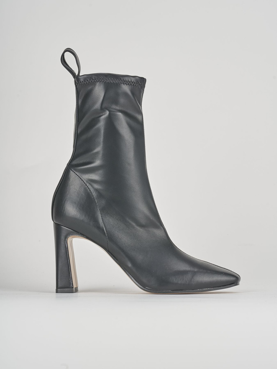 Botines de tacón alto tacón 8 cm negro cuero