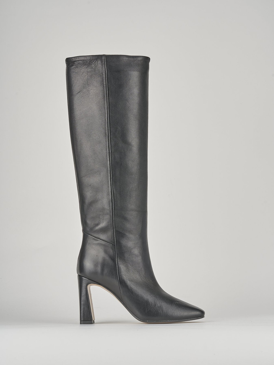 High heel boots heel 10 cm black leather