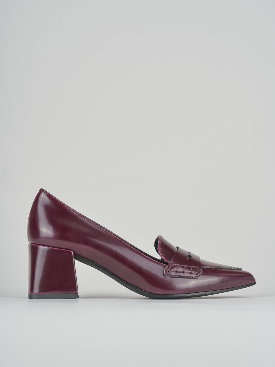 Zapatos de salón tacón 4 cm burdeos cuero