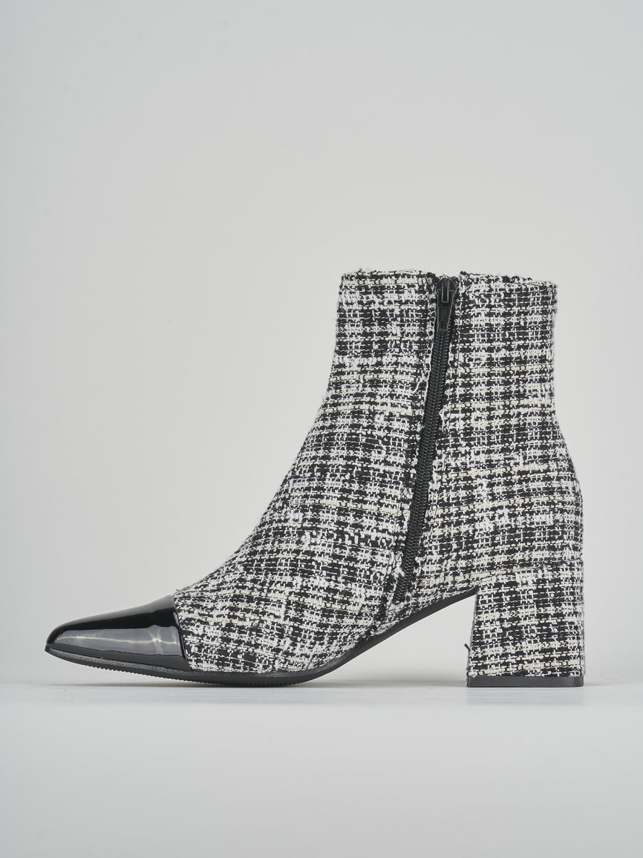 Botines de tacón alto tacón 5 cm blanco cuero