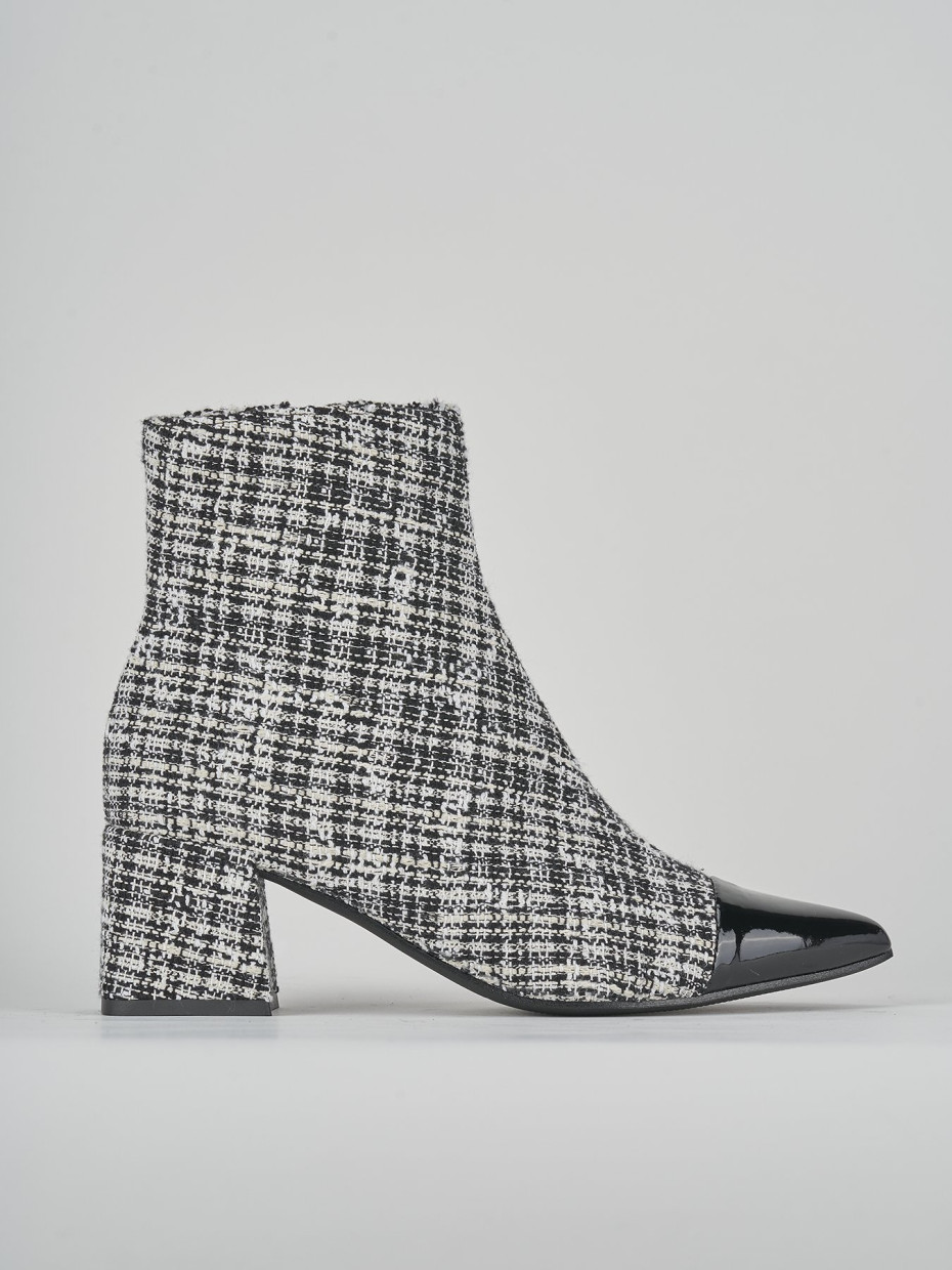 Botines de tacón alto tacón 5 cm blanco cuero
