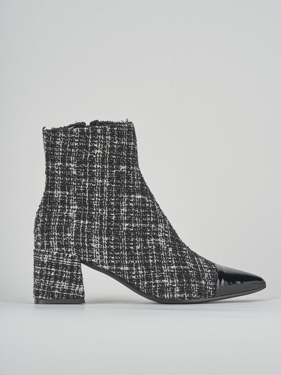 High heel ankle boots heel 5 cm black fabric