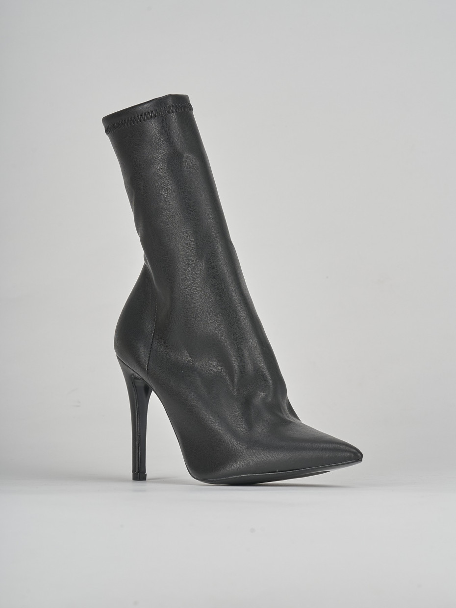 Botines de tacón alto tacón 10 cm negro cuero