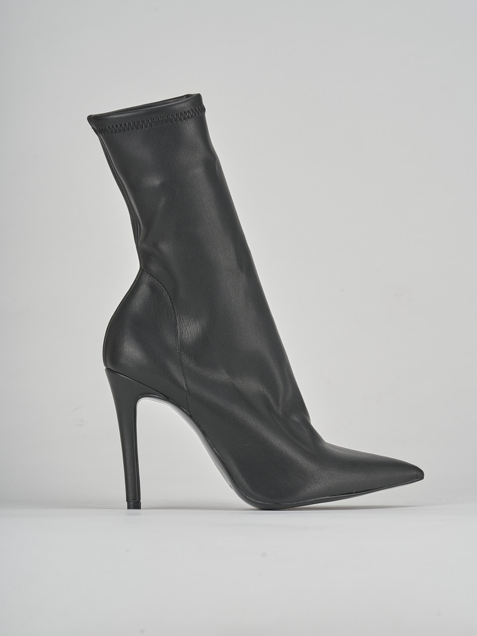 Botines de tacón alto tacón 10 cm negro cuero