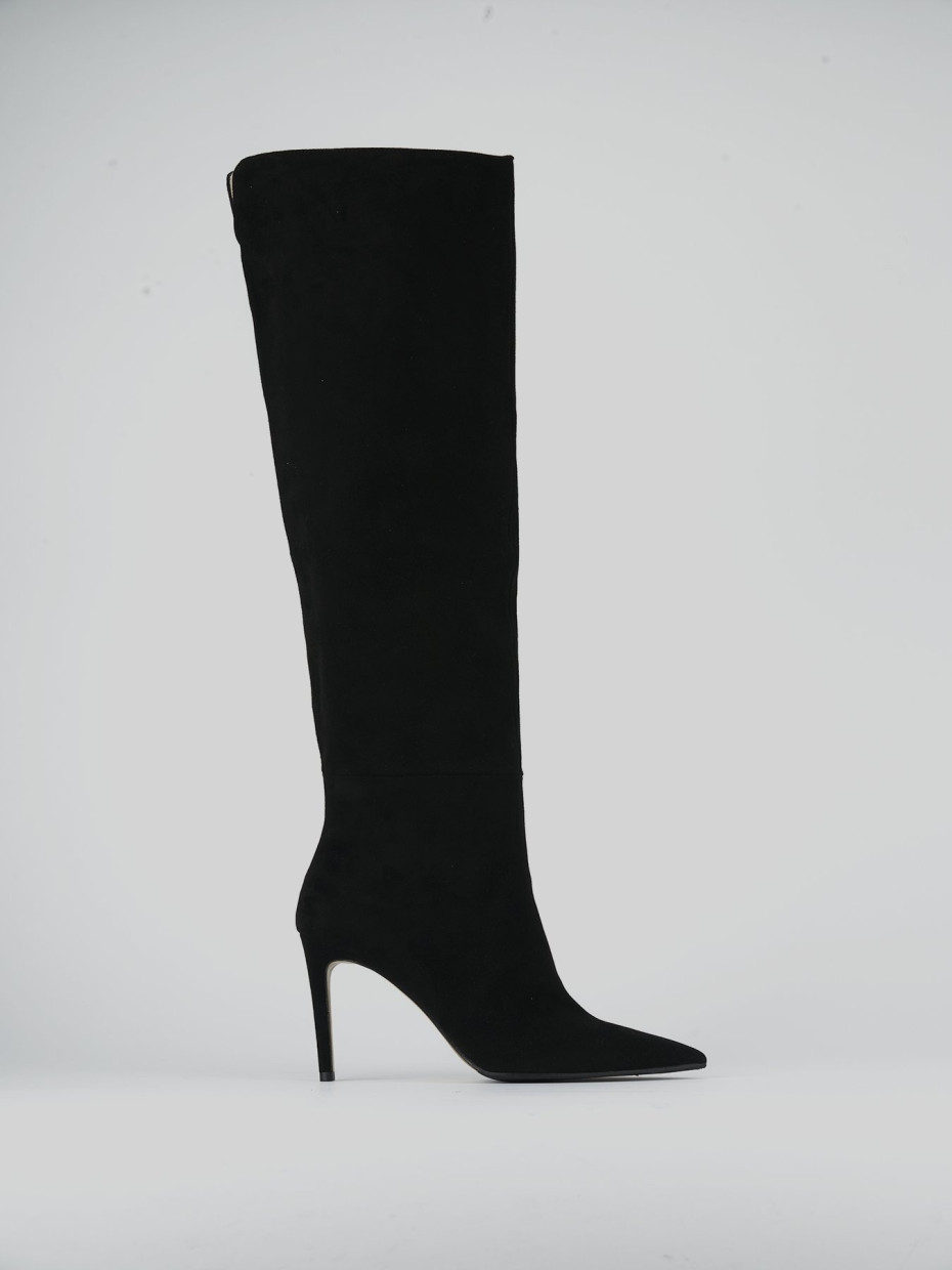 Botas de tacón alto tacón 8 cm negro ante