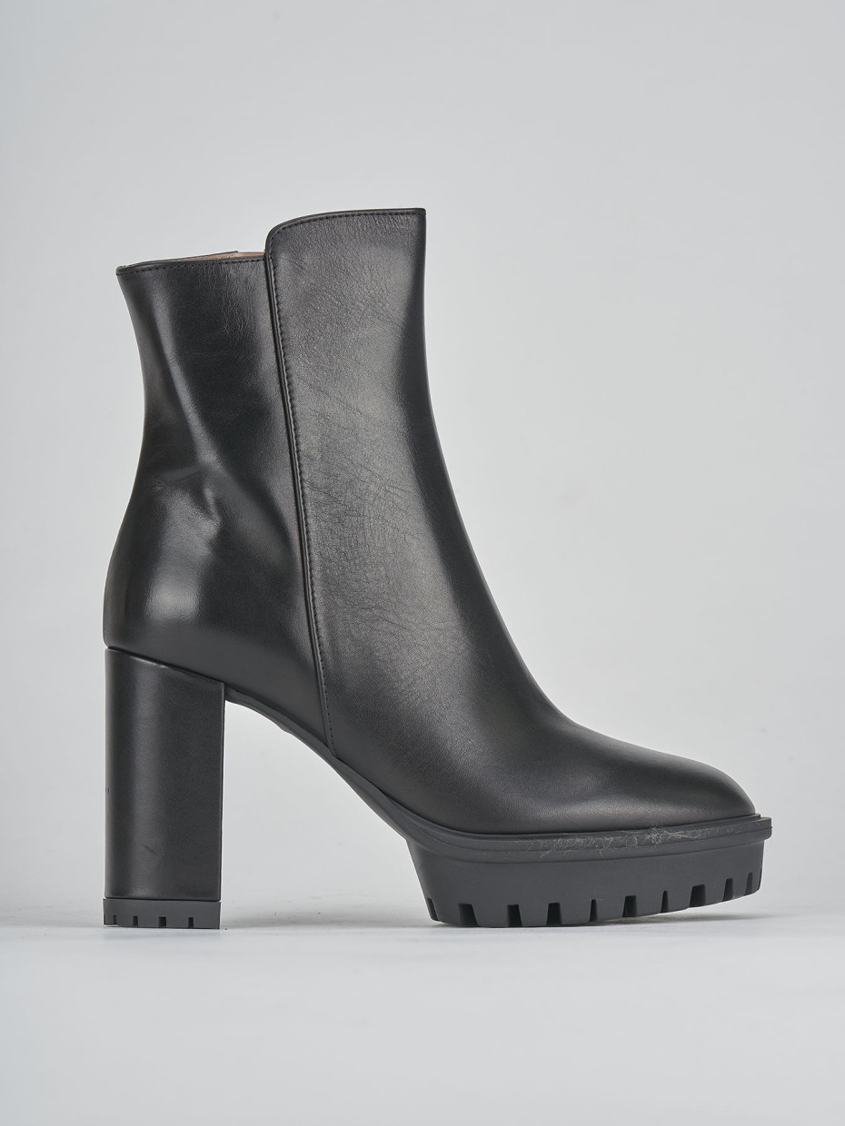 Botines de tacón alto tacón 7 cm negro cuero