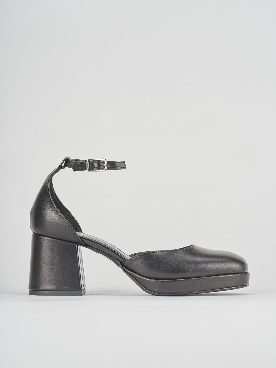 Zapatos de salón tacón 5 cm negro cuero