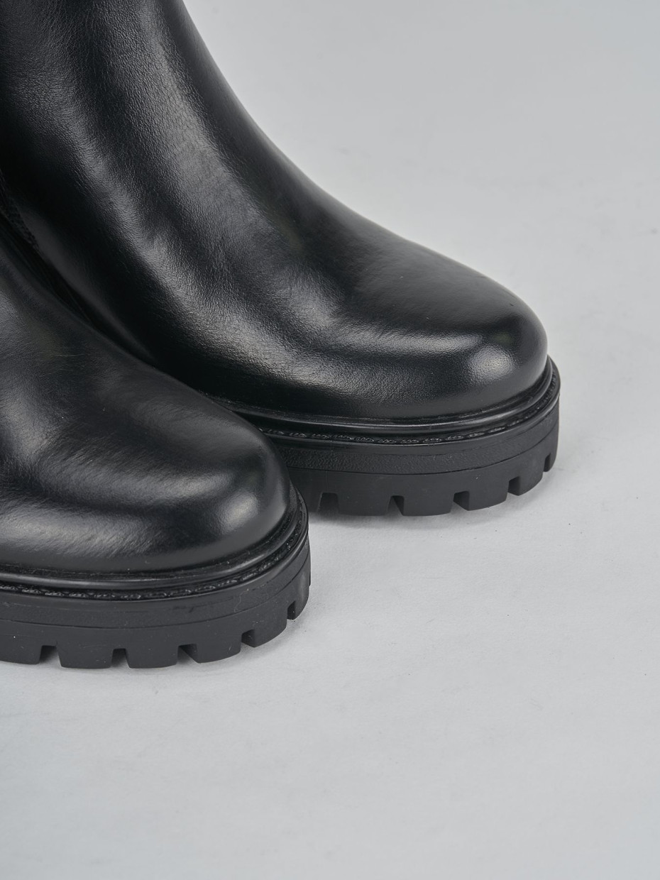 Botines de tacón alto tacón 7 cm negro cuero