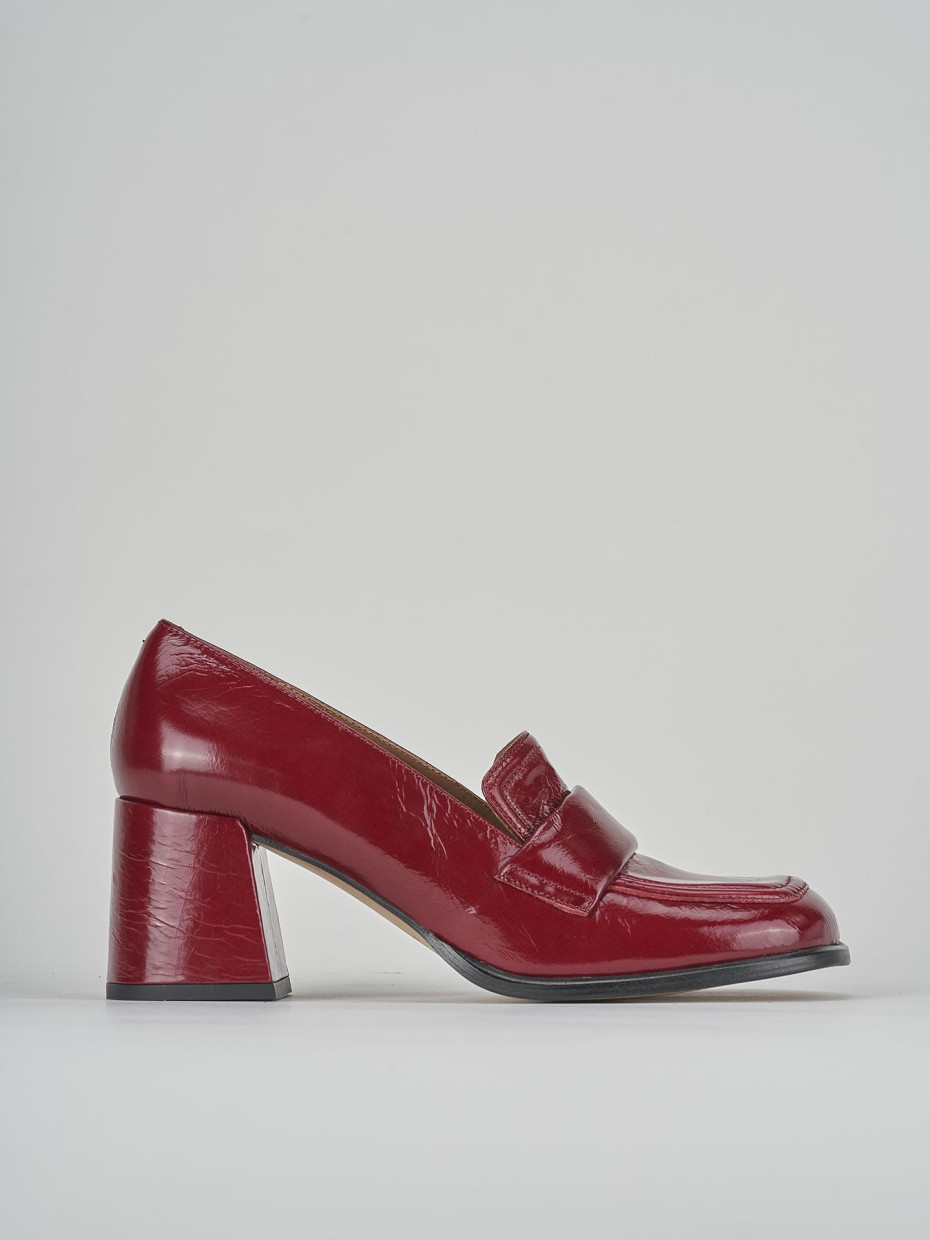 Mocasines tacón 5 cm burdeos cuero