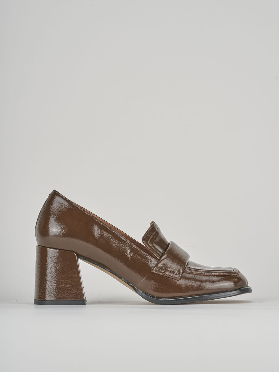 Mocasines tacón 5 cm marrón cuero