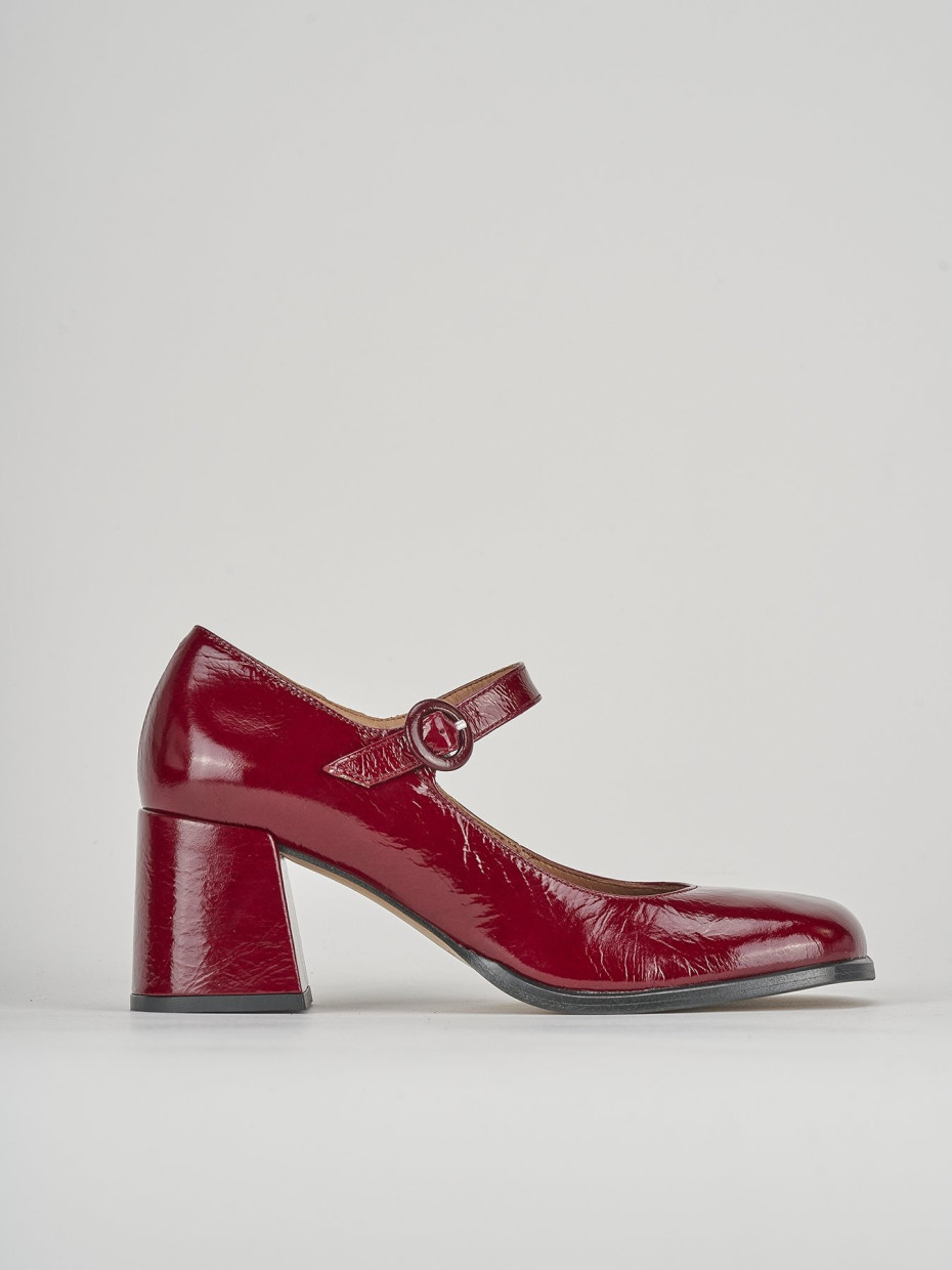 Zapatos de salón tacón 6 cm burdeos cuero