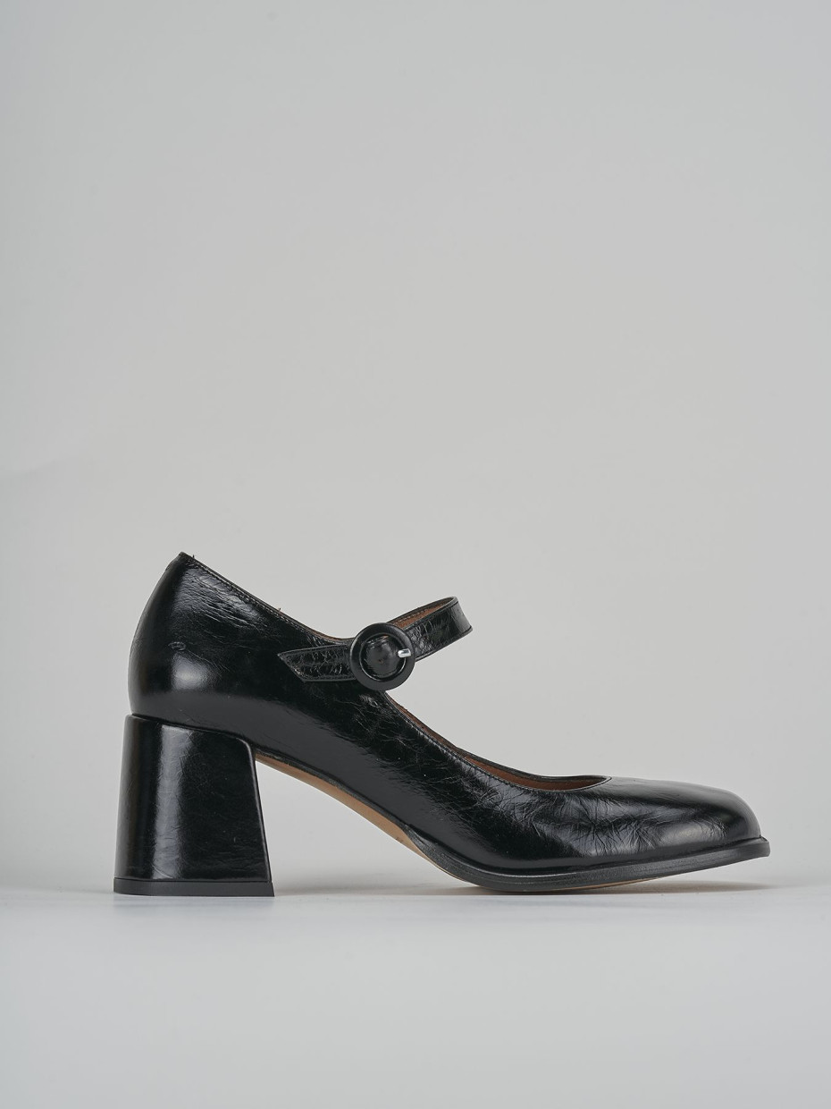 Zapatos de salón tacón 5 cm negro cuero