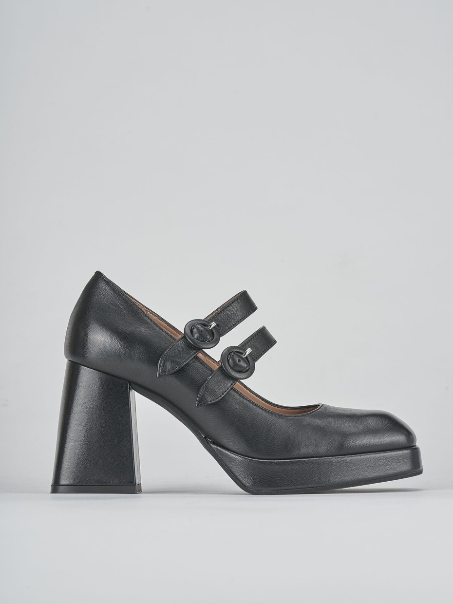 Zapatos de salón tacón 7 cm negro cuero