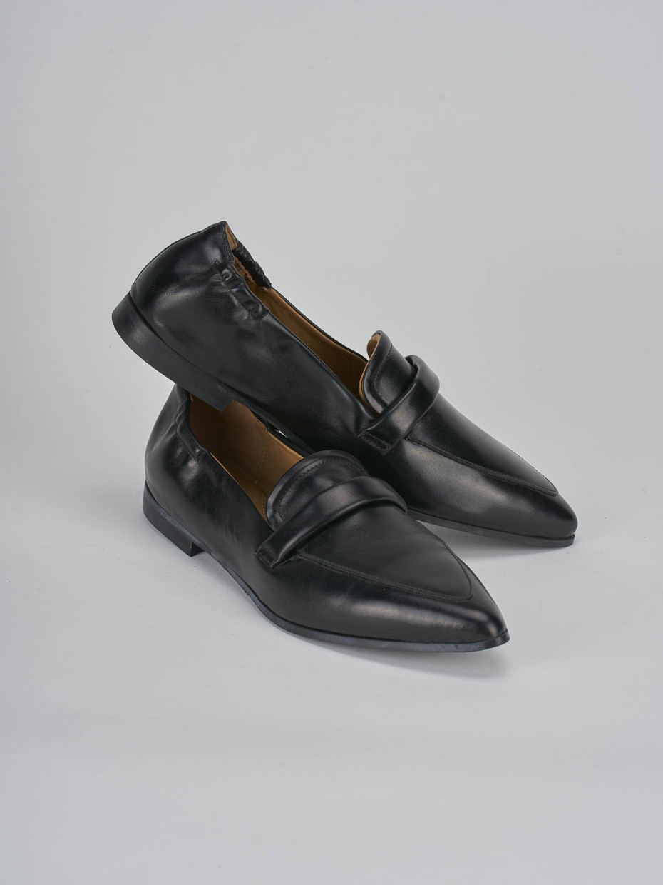 Mocasines tacón 1 cm negro cuero