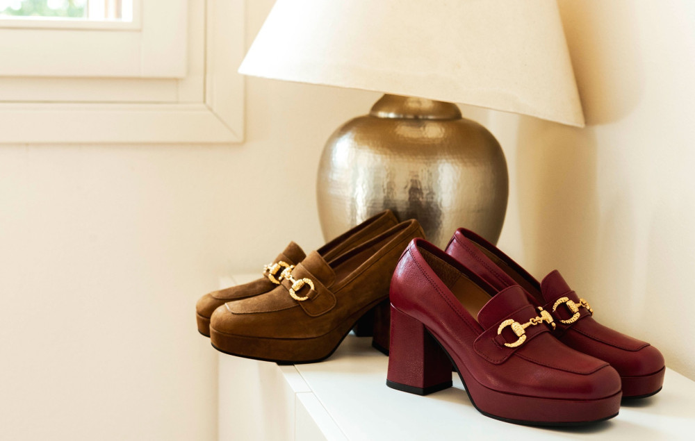 Mocasines tacón 7 cm burdeos cuero