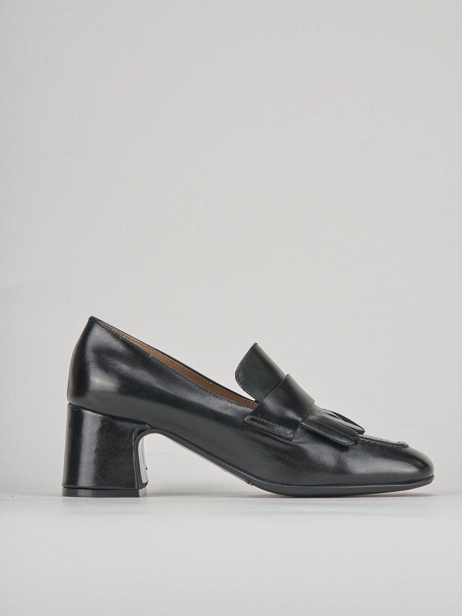 Mocasines tacón 5 cm negro cuero