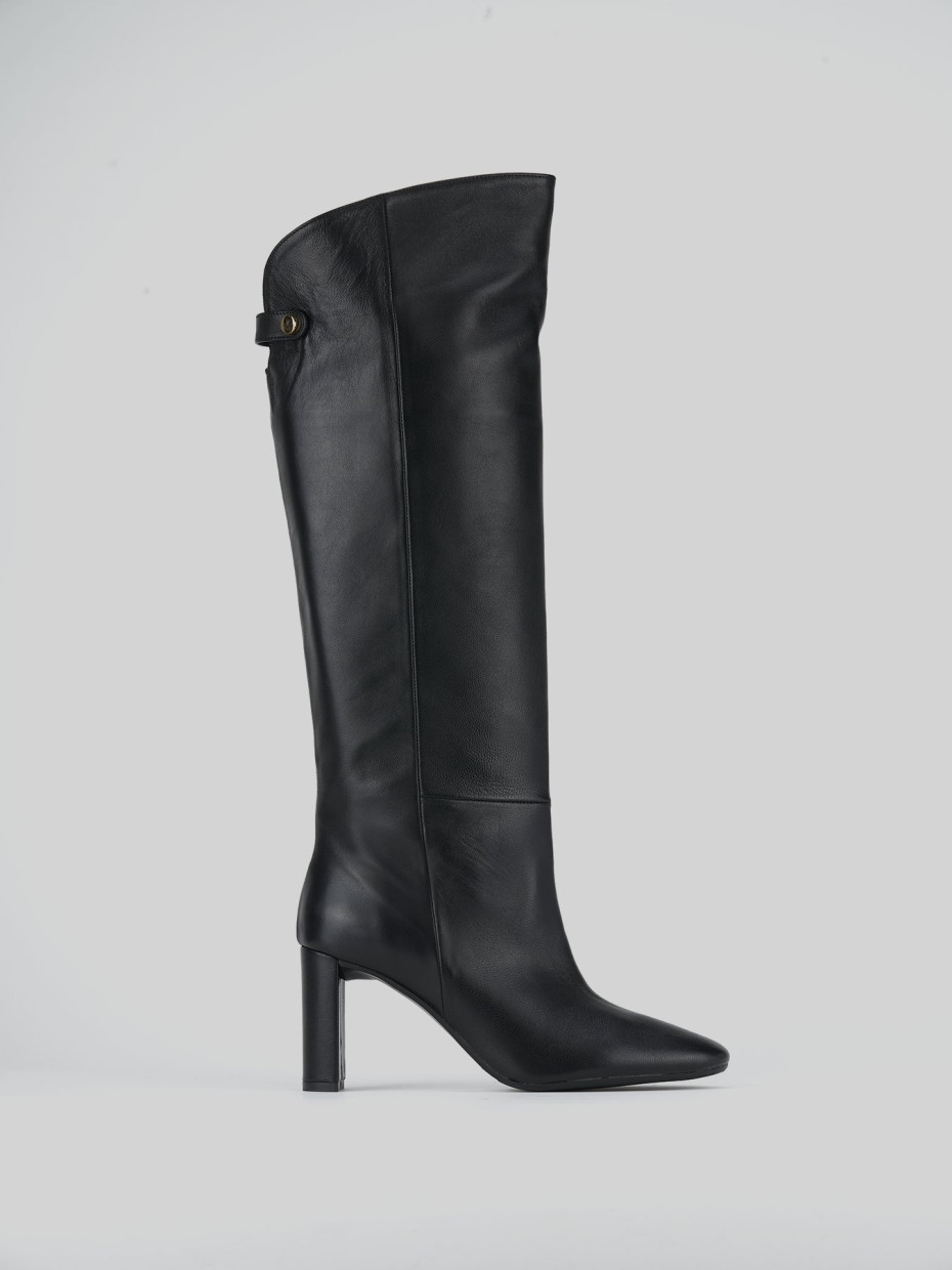 High heel boots heel 8 cm black leather