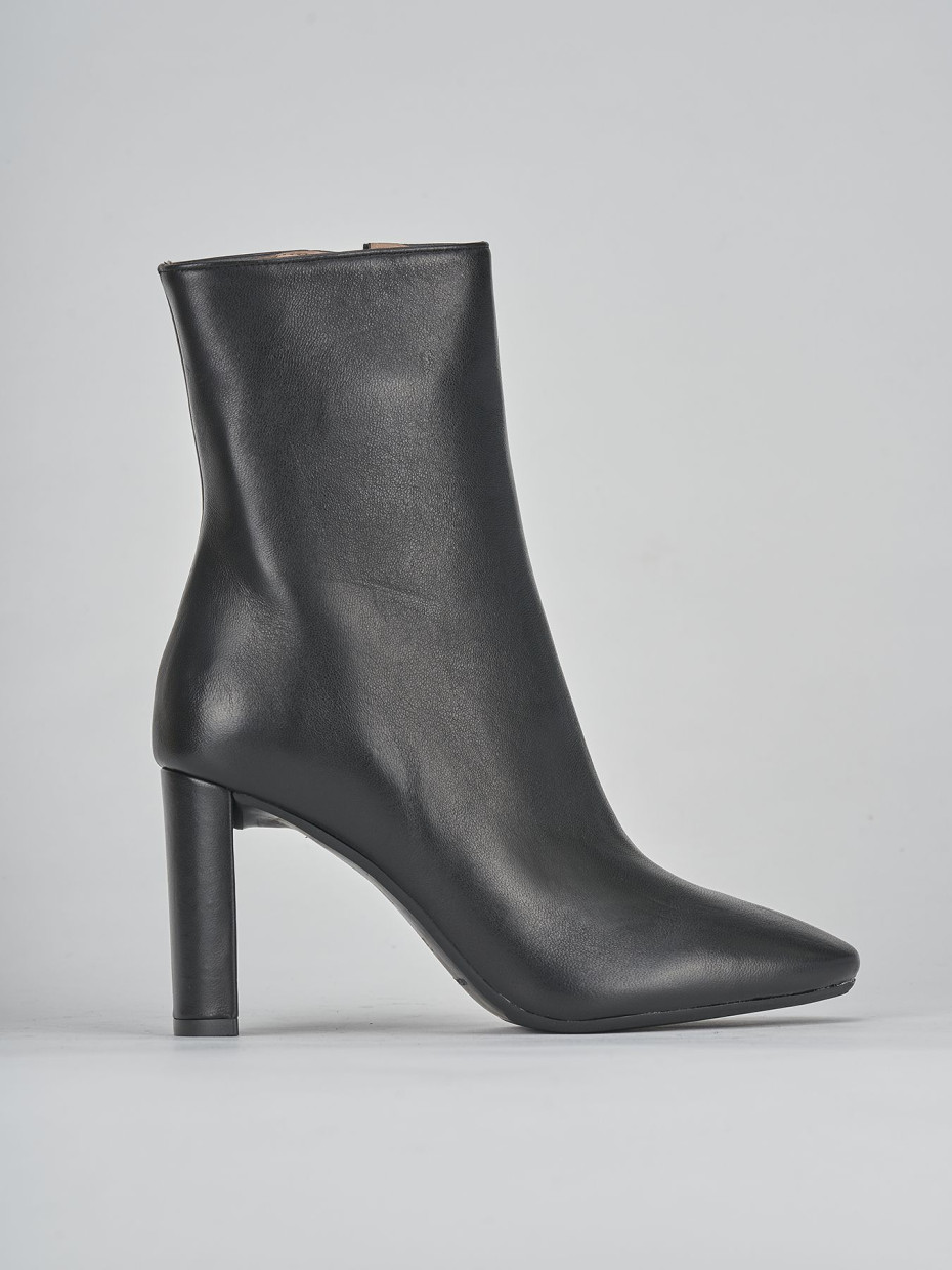 Botines de tacón alto tacón 9 cm negro cuero