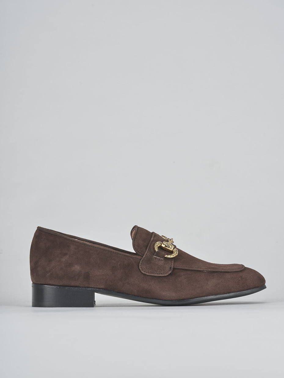 Mocasines tacón 1 cm marrón oscuro ante
