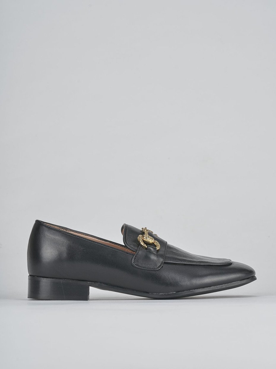 Mocasines tacón 1 cm negro cuero