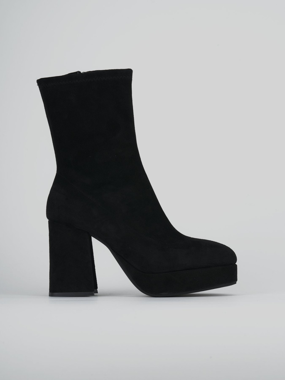 High heel ankle boots heel 8 cm black suede