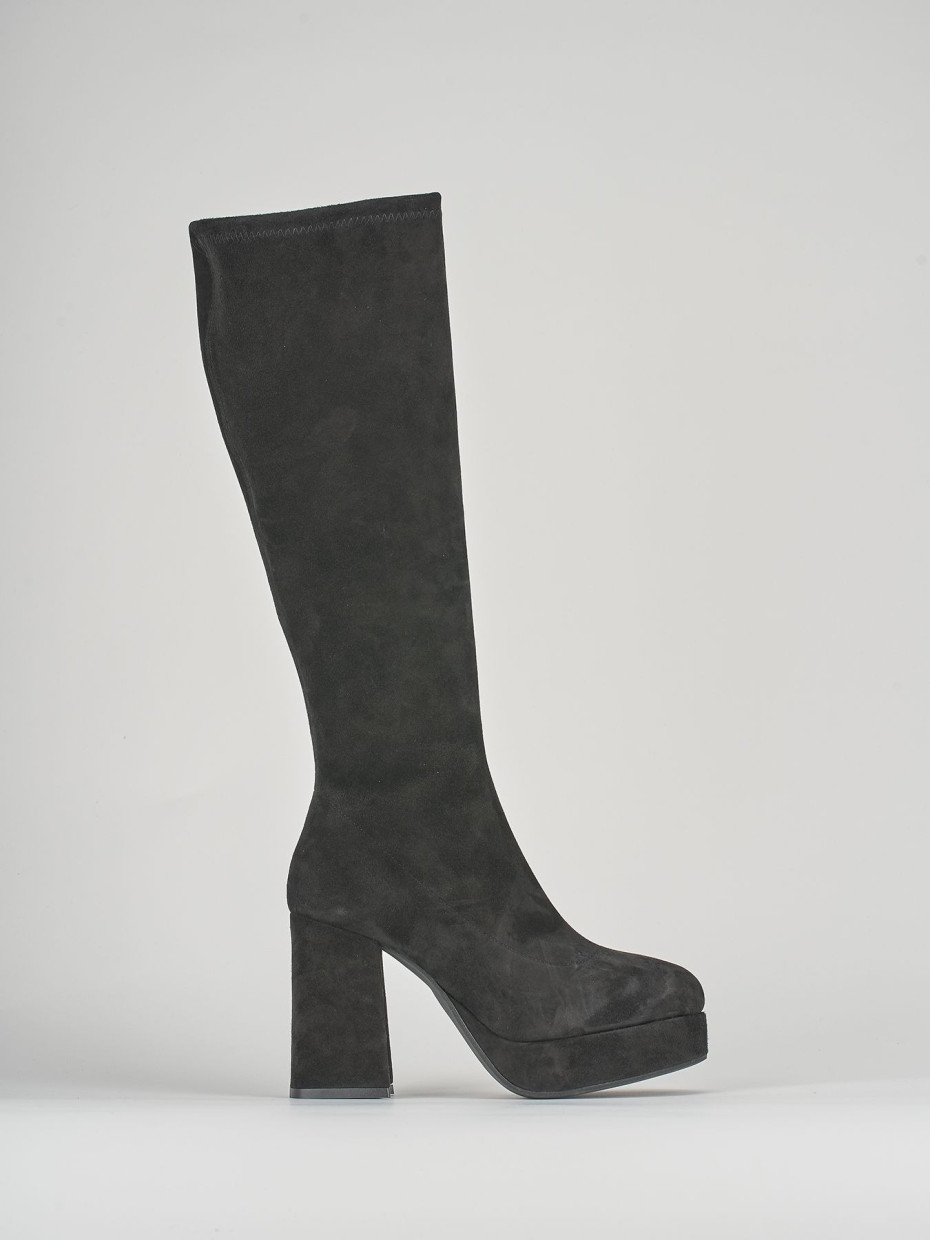 Botas de tacón alto tacón 8 cm negro ante