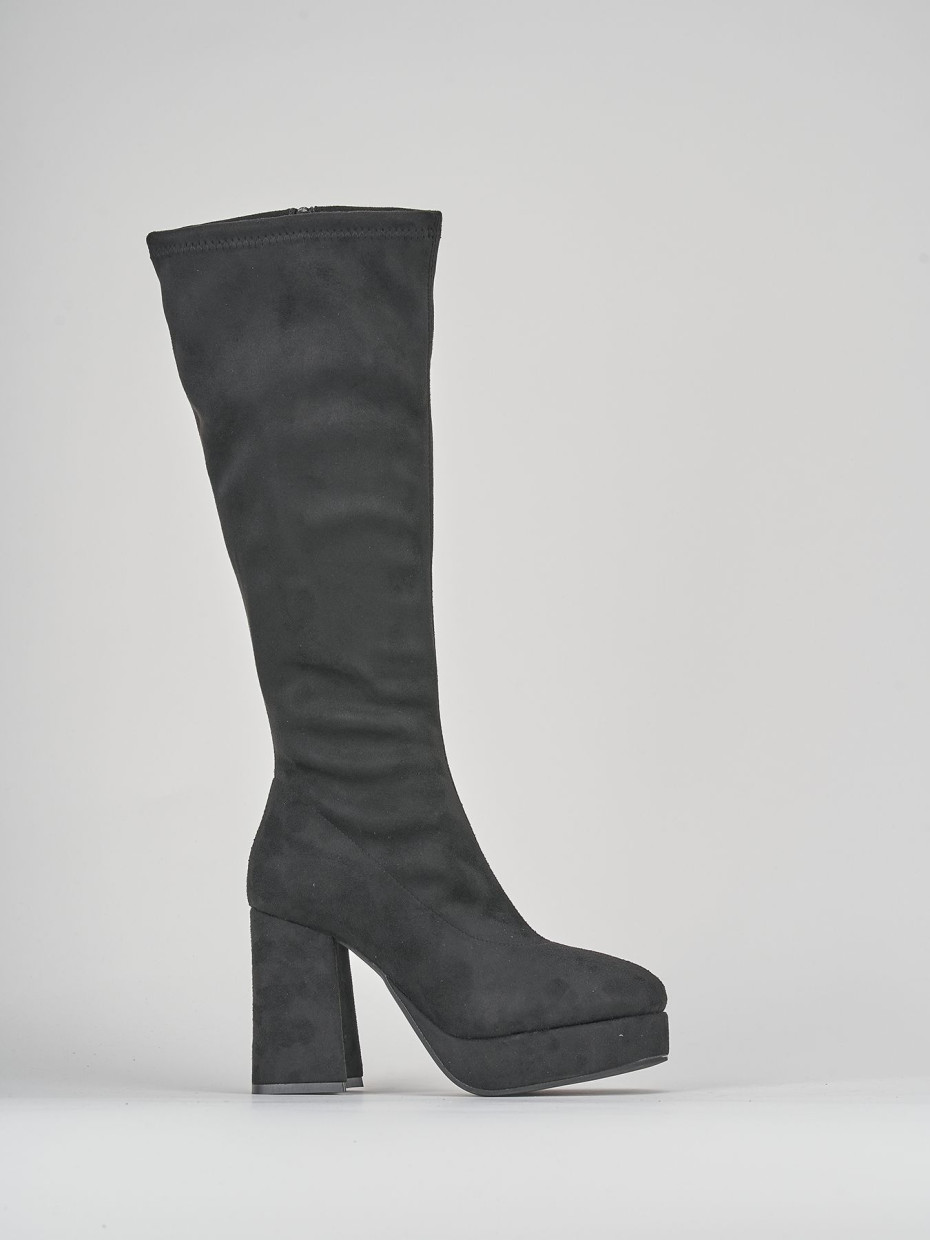Botas de tacón alto tacón 8 cm negro ante