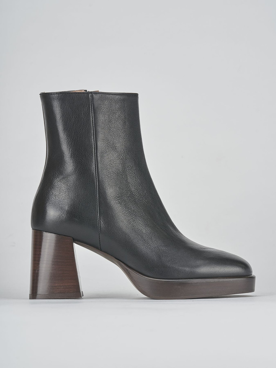 Botines de tacón alto tacón 6 cm negro cuero