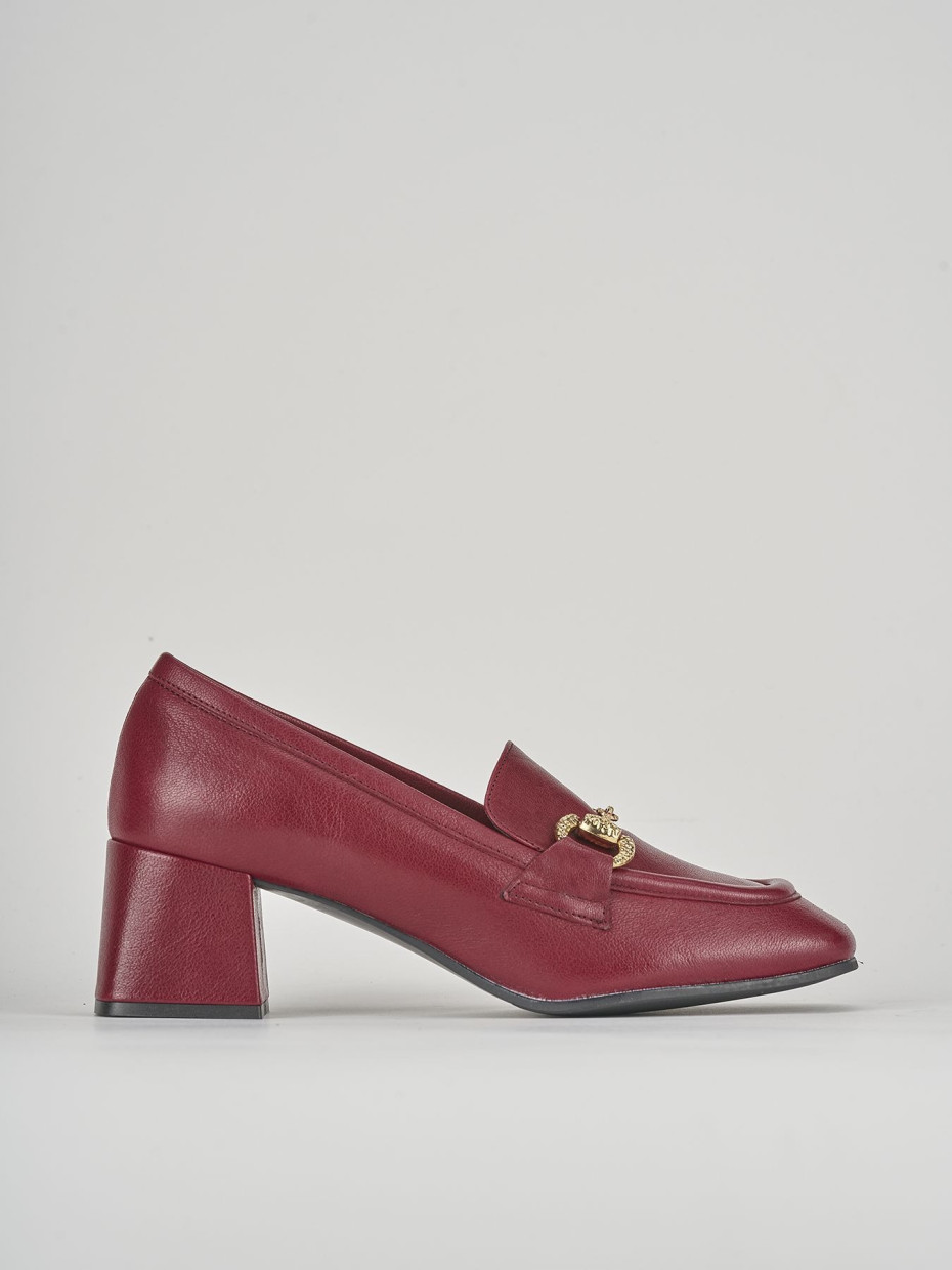 Mocasines tacón 6 cm burdeos cuero