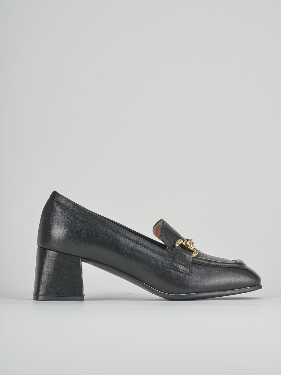 Mocasines tacón 6 cm negro cuero
